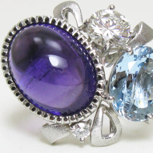 ルビー＆サファイアのシンプルなセットリング【オーダーメイドCR086